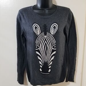 Kensie Zebra Graphic Sweater S M